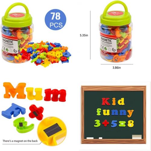  HOONEW Magnetic Letters Numbers Alphabet Plastic ABC 123 Fridge Magnets for Vocabulary Educational Toy Set Preschool Learning Spelling Counting Includes Uppercase Lowercase Math Sy