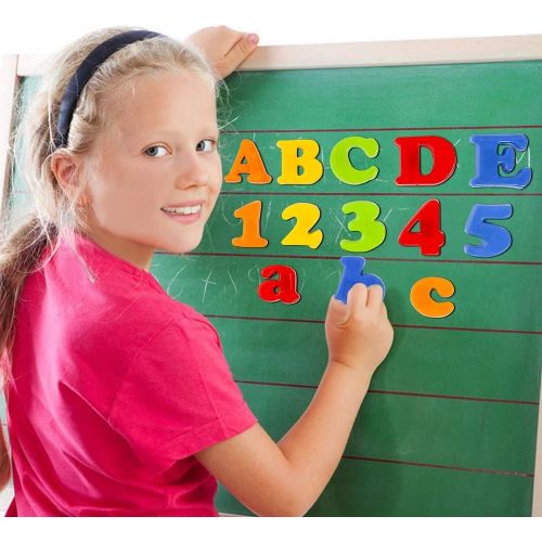  HOONEW Magnetic Letters Numbers Alphabet Plastic ABC 123 Fridge Magnets for Vocabulary Educational Toy Set Preschool Learning Spelling Counting Includes Uppercase Lowercase Math Sy