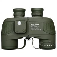 HOOWAY Hooway 7x50 Waterproof Floating Marine Binocular w/Internal Rangefinder & Compass for Navigation,Boating,Water Sports,Hunting,Bird Watching and More(Army Green