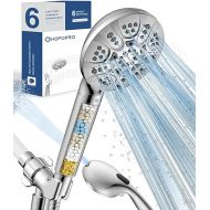 HOPOPRO 7-Setting Handheld Shower Head with Built-in Power Wash, Polished ABS Chrome, 71-Inch Stainless Steel Hose, 360 Rotatable Brass Overhead Bracket, Anti-Leakage Teflon Tape