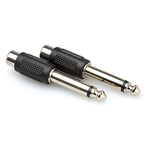  Hosa GPR-101 RCA to 1/4 inch TS Adaptors (2 pieces), Black