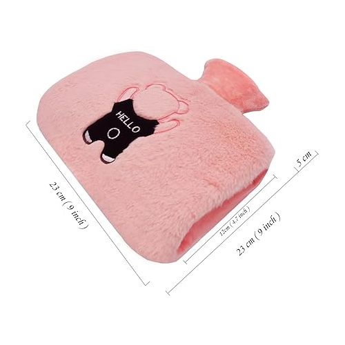  Hand Warmer Hot Water Bottle, Large Water Bag for Hot and Cold Compress, Ideal for Menstrual Cramps, Neck, Back and Shoulder Pain Relief (Peach Pink)