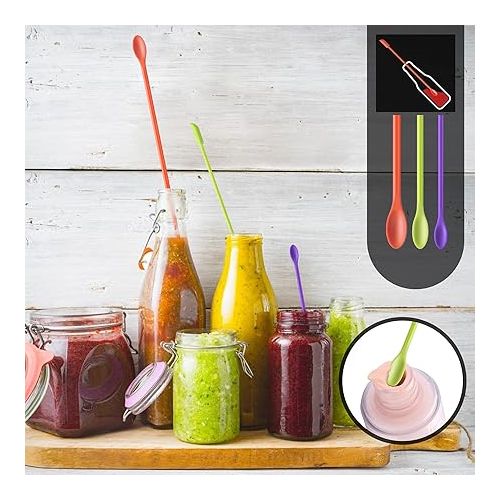  HOTEC Silicone Spatula Set Kitchen Utensils for Baking Cooking Mixing Heat Resistant Non Stick Cookware Food Grade BPA Free Dishwasher Safe (Multi-Color) Set of 9