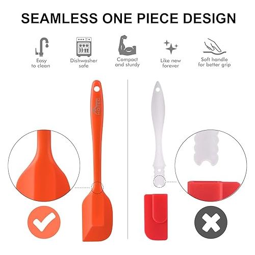  HOTEC Silicone Spatula Set Kitchen Utensils for Baking Cooking Mixing Heat Resistant Non Stick Cookware Food Grade BPA Free Dishwasher Safe (Multi-Color) Set of 9