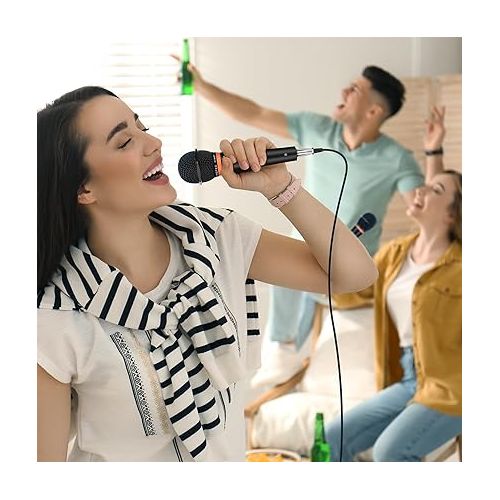  HOTEC Premium Vocal Dynamic Handheld Microphone with 19ft Detachable XLR Cable and ON/Off Switch (Metal Black) (H-W07)