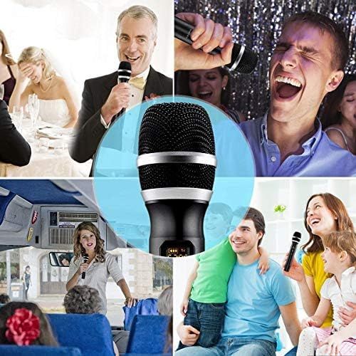  HOTEC 25 Channel UHF Wireless Microphone Dual Microphone with Mini Portable Receiver 1/4 Output, for Church/Home/Karaoke/Business Meeting (Dual mic)