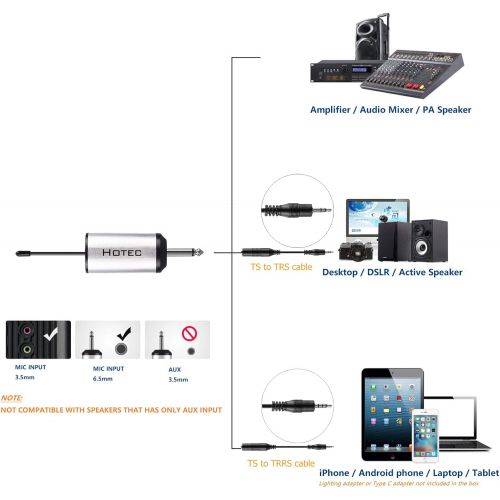  HOTEC 25 Channel UHF Wireless Microphone Dual Microphone with Mini Portable Receiver 1/4 Output, for Church/Home/Karaoke/Business Meeting (Dual mic)