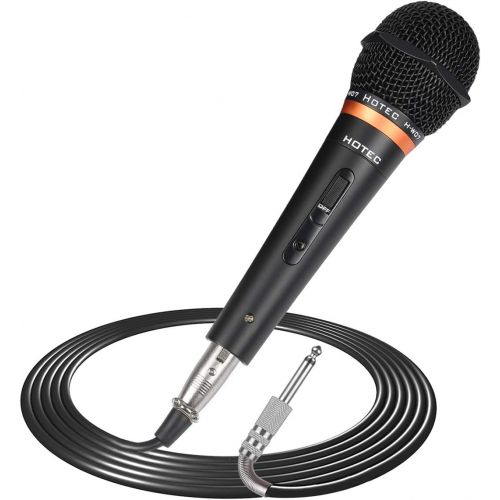  HOTEC Premium Vocal Dynamic Handheld Microphone with 19ft Detachable XLR Cable and ON/Off Switch (Metal Black) (H-W07)