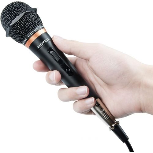  HOTEC Premium Vocal Dynamic Handheld Microphone with 19ft Detachable XLR Cable and ON/Off Switch (Metal Black) (H-W07)