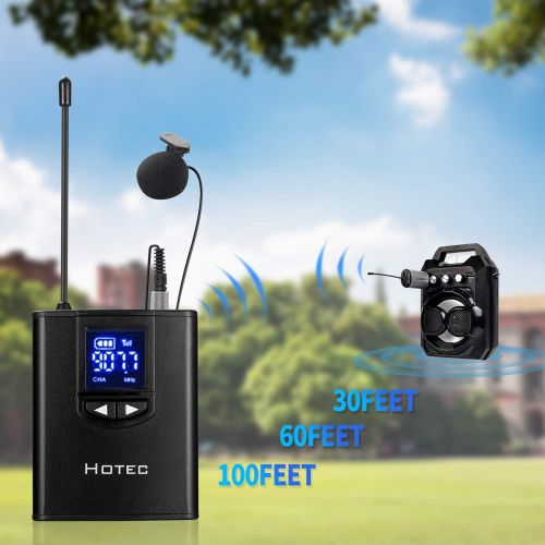  Hotec Wireless Lapel Lavalier and Headset Microphone System with Mini Rechargeable Receiver, for Recording and Live Performances