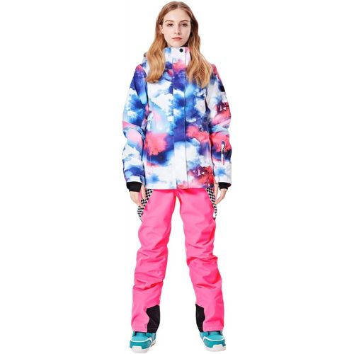  HOTIAN Womens Windproof Waterproof Bright Color Ski&Snowboarding Jacket Pants Set