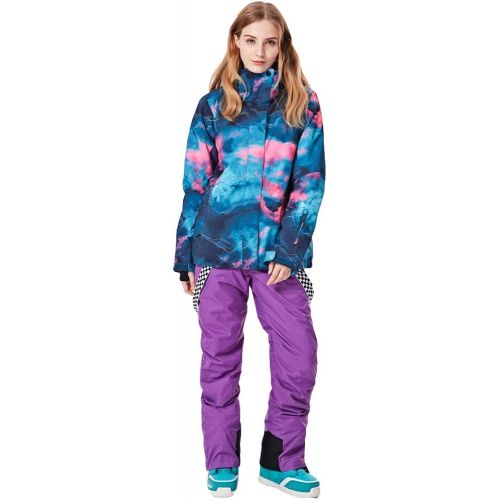  HOTIAN Womens Windproof Waterproof Bright Color Ski&Snowboarding Jacket Pants Set