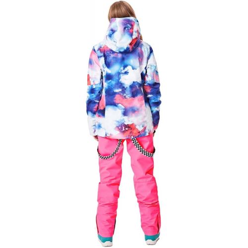  HOTIAN Womens Windproof Waterproof Bright Color Ski&Snowboarding Jacket Pants Set