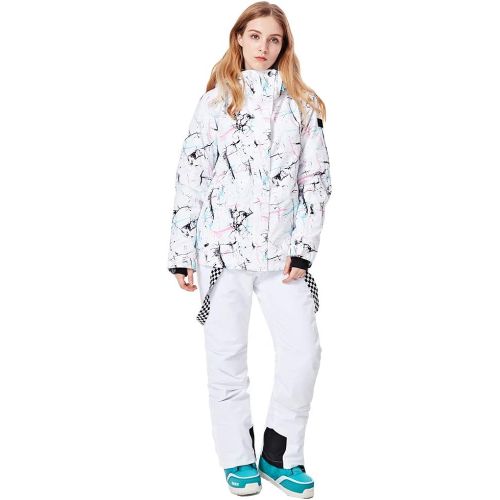  HOTIAN Womens Windproof Waterproof Bright Color Ski&Snowboarding Jacket Pants Set