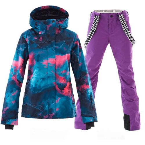  HOTIAN Womens Windproof Waterproof Bright Color Ski&Snowboarding Jacket Pants Set