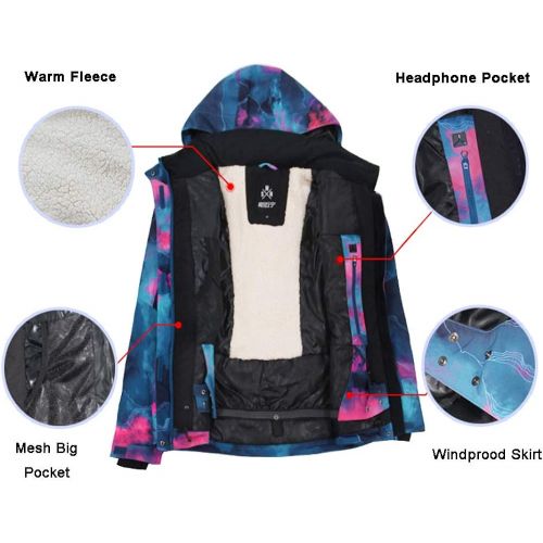  HOTIAN Womens Windproof Waterproof Bright Color Ski&Snowboarding Jacket Pants Set