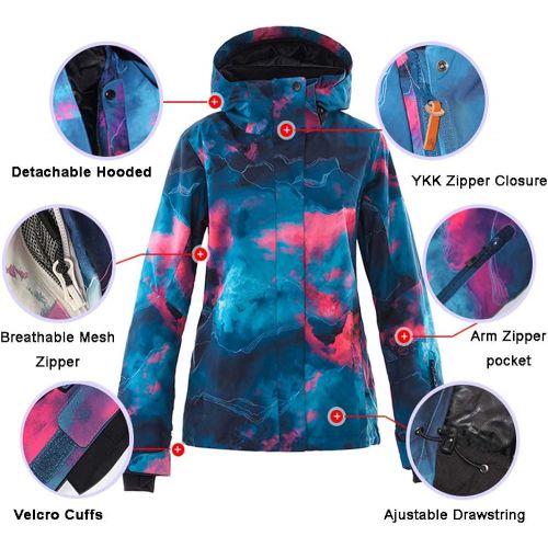  HOTIAN Womens Windproof Waterproof Bright Color Ski&Snowboarding Jacket Pants Set