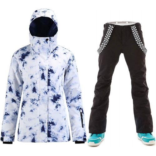  HOTIAN Womens Windproof Waterproof Bright Color Ski&Snowboarding Jacket Pants Set