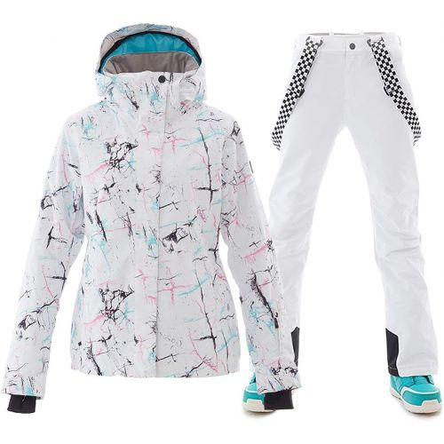  HOTIAN Womens Windproof Waterproof Bright Color Ski&Snowboarding Jacket Pants Set