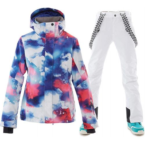  HOTIAN Womens Windproof Waterproof Bright Color Ski&Snowboarding Jacket Pants Set