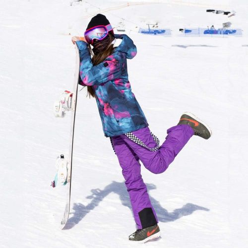  HOTIAN Womens Windproof Waterproof Bright Color Ski&Snowboarding Jacket Pants Set