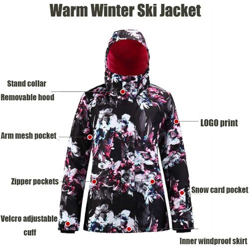  HOTIAN Womens Windproof Waterproof Bright Color Ski&Snowboarding Jacket