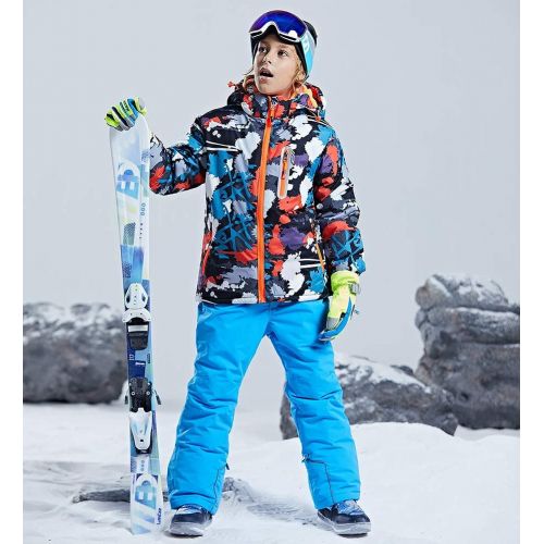  HOTIAN Boys Snow Jacket Pants Ski Suit Windproof Waterproof Winter Coats (US 4 - US 16)