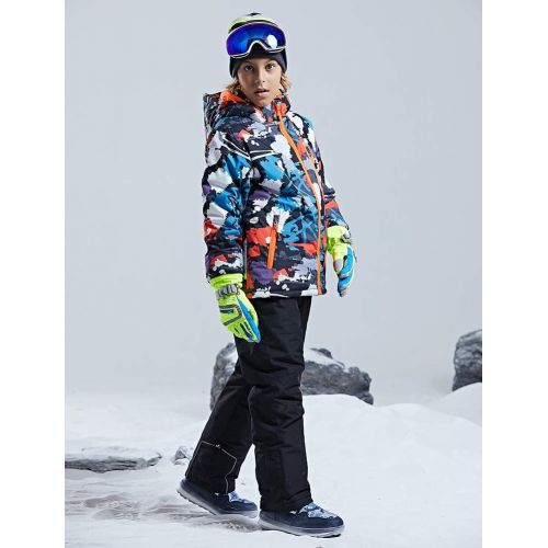  HOTIAN Boys Snow Jacket Pants Ski Suit Windproof Waterproof Winter Coats (US 4 - US 16)