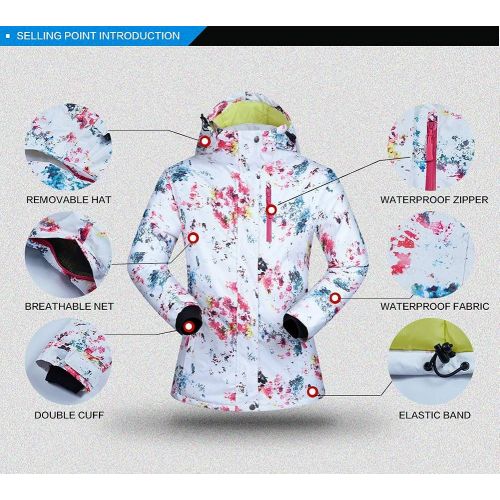  HOTIAN Womens Snow Ski Jacket Windproof Waterproof Outdoor Mountain Snowboarding Jacket