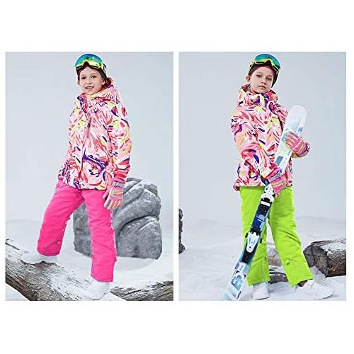  HOTIAN Girls Windproof Snow Jacket Insulated Ski Jacket + Pants Snowsuit (US 4 - US 16)