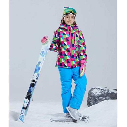  HOTIAN Girls Windproof Snow Jacket Insulated Ski Jacket + Pants Snowsuit (US 4 - US 16)