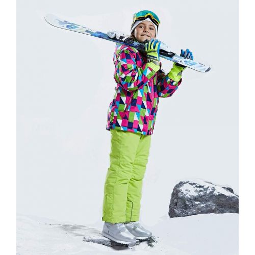  HOTIAN Girls Windproof Snow Jacket Insulated Ski Jacket + Pants Snowsuit (US 4 - US 16)