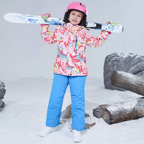  HOTIAN Girls Windproof Snow Jacket Insulated Ski Jacket + Pants Snowsuit (US 4 - US 16)