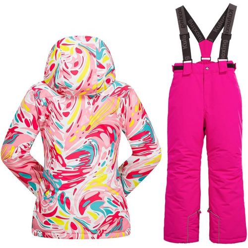  HOTIAN Girls Windproof Snow Jacket Insulated Ski Jacket + Pants Snowsuit (US 4 - US 16)