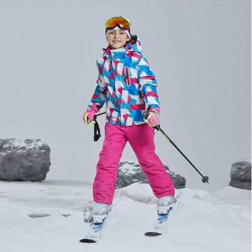  HOTIAN Girls Windproof Snow Jacket Insulated Ski Jacket + Pants Snowsuit (US 4 - US 16)