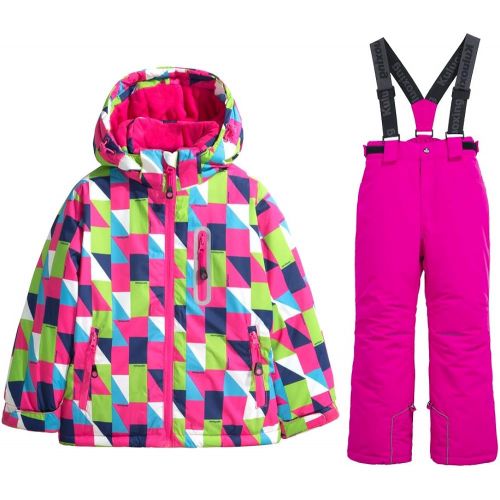  HOTIAN Girls Windproof Snow Jacket Insulated Ski Jacket + Pants Snowsuit (US 4 - US 16)