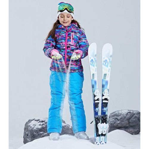  HOTIAN Girls Windproof Snow Jacket Insulated Ski Jacket + Pants Snowsuit (US 4 - US 16)