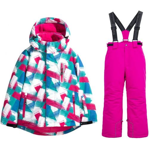  HOTIAN Girls Windproof Snow Jacket Insulated Ski Jacket + Pants Snowsuit (US 4 - US 16)