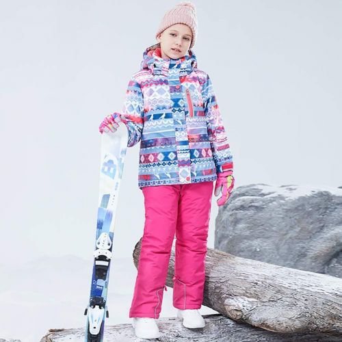  HOTIAN Girls Windproof Snow Jacket Insulated Ski Jacket + Pants Snowsuit (US 4 - US 16)