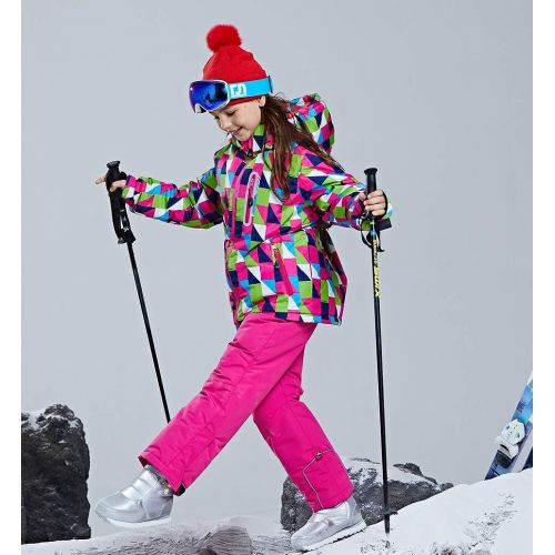  HOTIAN Girls Windproof Snow Jacket Insulated Ski Jacket + Pants Snowsuit (US 4 - US 16)