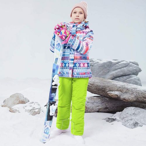  HOTIAN Girls Windproof Snow Jacket Insulated Ski Jacket + Pants Snowsuit (US 4 - US 16)