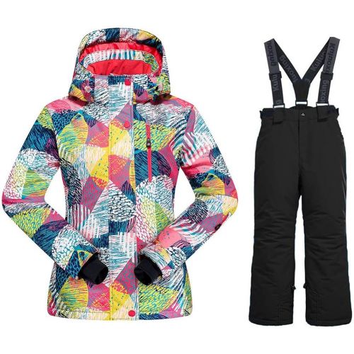  HOTIAN Girls Windproof Snow Jacket Insulated Ski Jacket + Pants Snowsuit (US 4 - US 16)