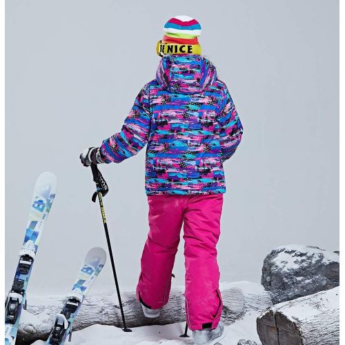  HOTIAN Girls Windproof Snow Jacket Insulated Ski Jacket + Pants Snowsuit (US 4 - US 16)