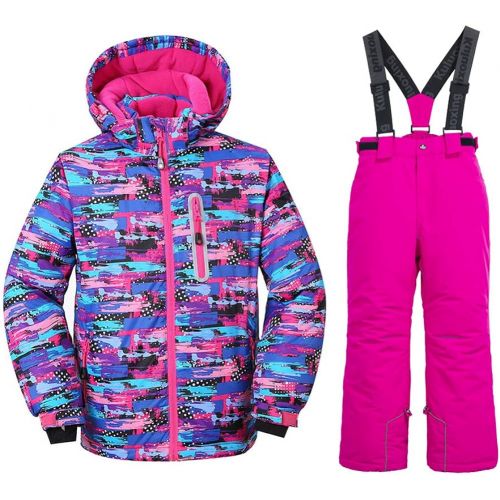  HOTIAN Girls Windproof Snow Jacket Insulated Ski Jacket + Pants Snowsuit (US 4 - US 16)