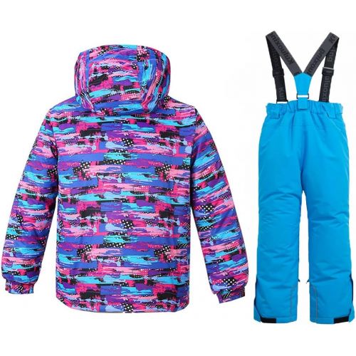  HOTIAN Girls Windproof Snow Jacket Insulated Ski Jacket + Pants Snowsuit (US 4 - US 16)