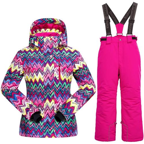  HOTIAN Girls Windproof Snow Jacket Insulated Ski Jacket + Pants Snowsuit (US 4 - US 16)