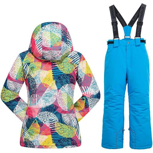  HOTIAN Girls Windproof Snow Jacket Insulated Ski Jacket + Pants Snowsuit (US 4 - US 16)