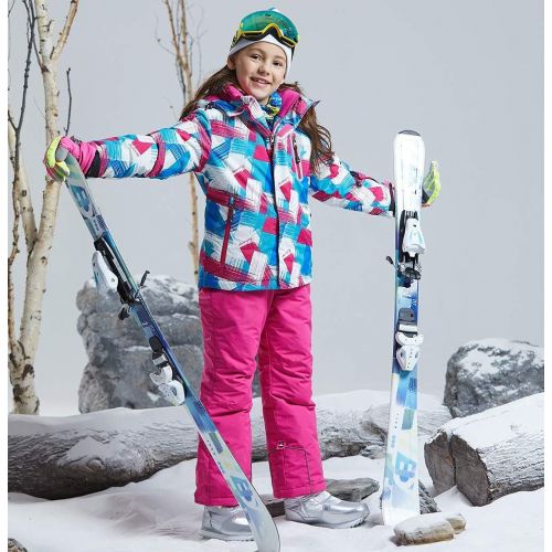  HOTIAN Girls Windproof Snow Jacket Insulated Ski Jacket + Pants Snowsuit (US 4 - US 16)