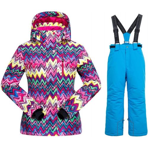  HOTIAN Girls Windproof Snow Jacket Insulated Ski Jacket + Pants Snowsuit (US 4 - US 16)