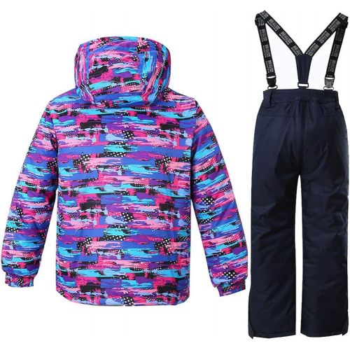  HOTIAN Girls Windproof Snow Jacket Insulated Ski Jacket + Pants Snowsuit (US 4 - US 16)